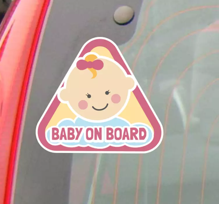 Baby ombord jente tegneserie bil klistremerke - Tenstickers