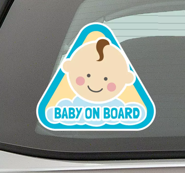 Baby ombord tegneserie gutt bil klistremerke - Tenstickers