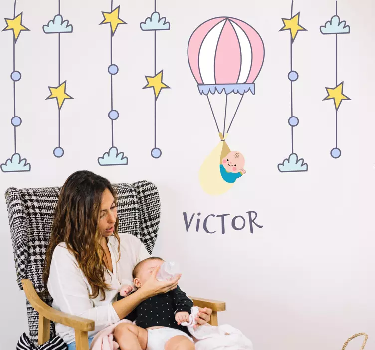 Baby på luftballong klistremerke for varm luft - Tenstickers