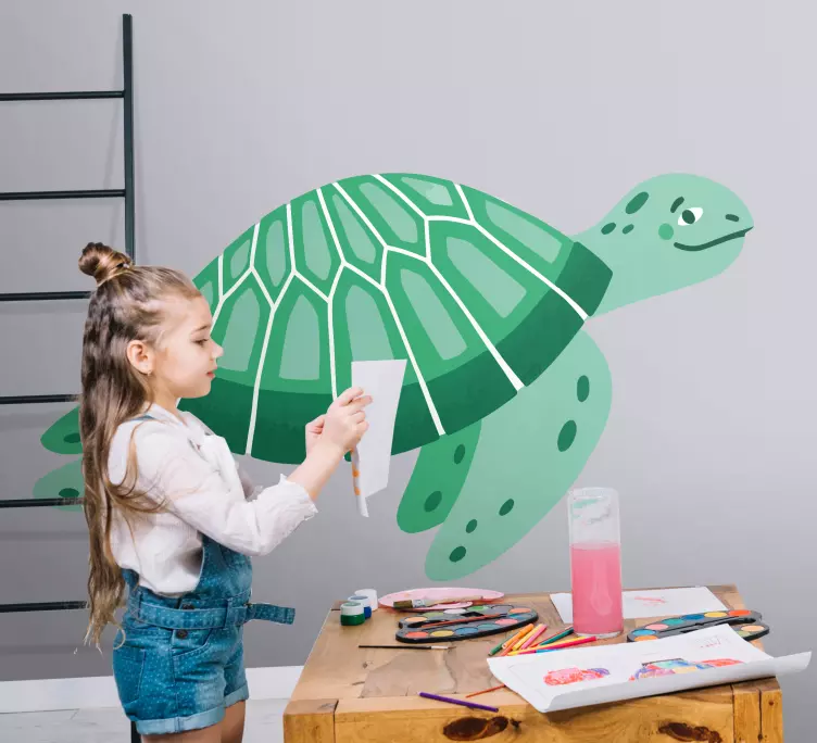 Baby skilpadde svømming kjæledyr klistremerke - Tenstickers