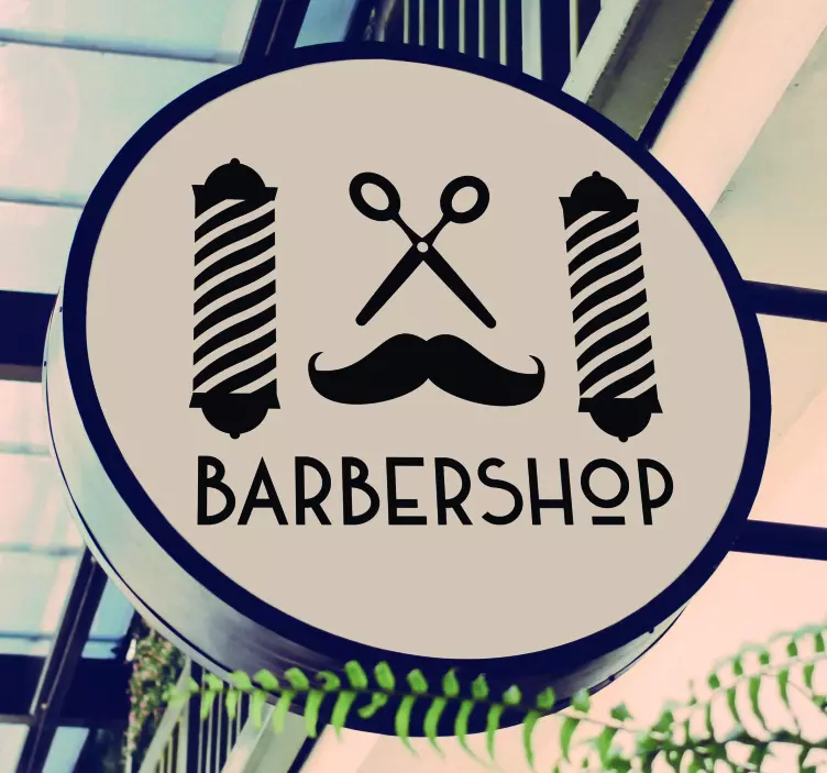 Barbershop elementer vinyl banner - Tenstickers