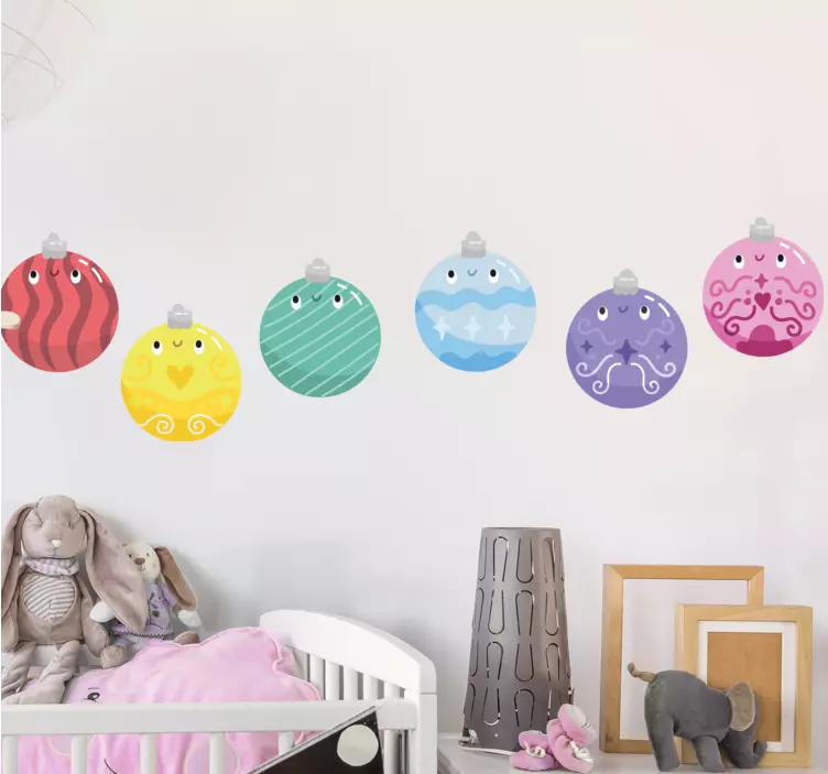 Barn, juleball, pynt, sett klistremerker jul - Tenstickers