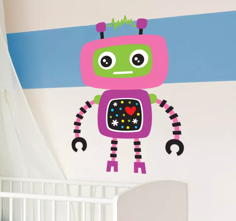 Barn rosa robot vegg klistremerke - Tenstickers