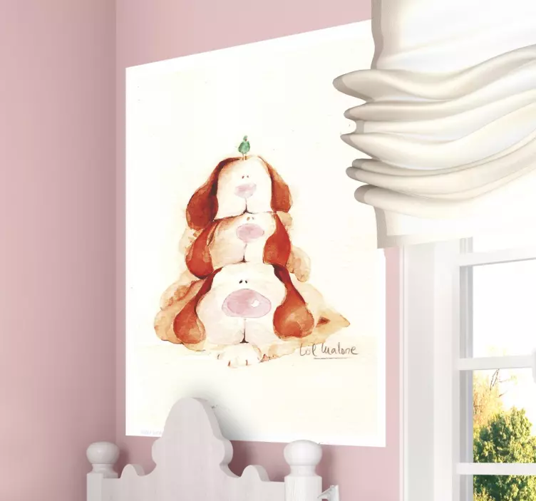 Barn tre valper malone veggmaleri - Tenstickers
