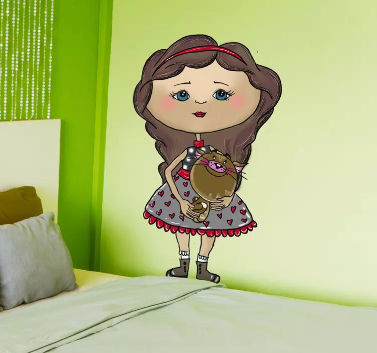Barnekatt jente vegg klistremerke - Tenstickers