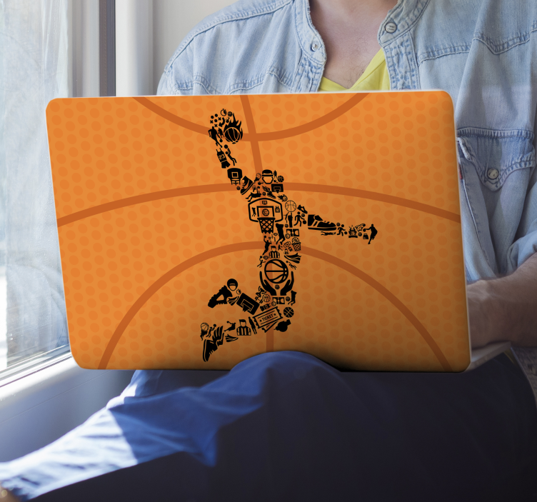 Basketball spiller med ikoner laptop skins - Tenstickers