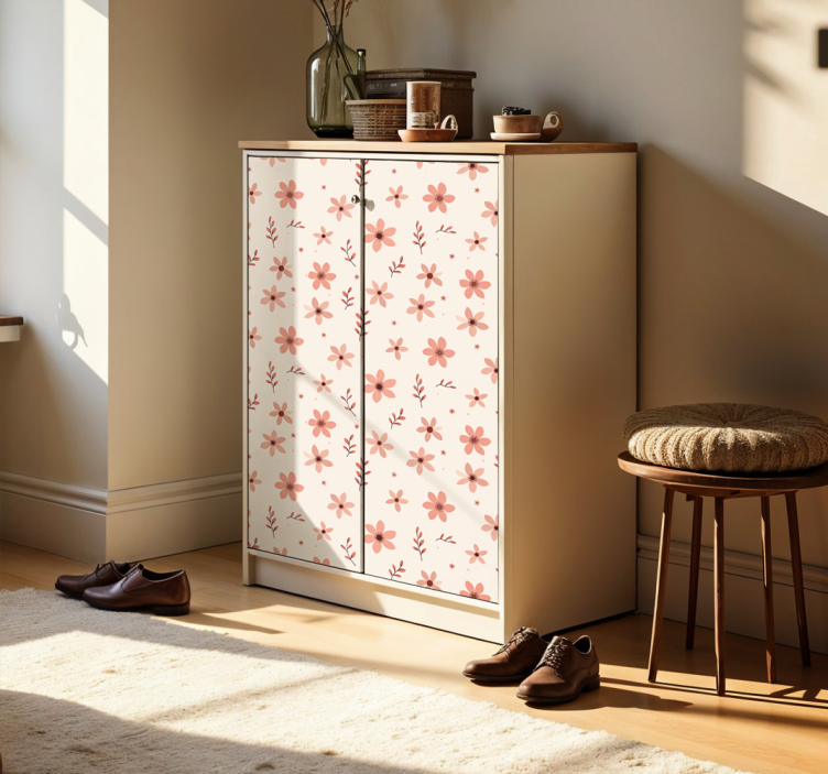 Beige blomster klistremerke møbler - Tenstickers