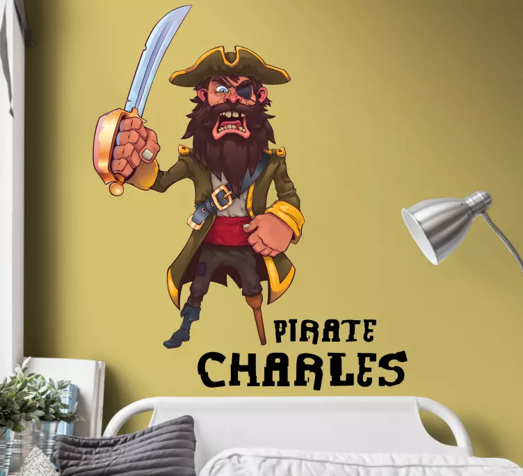 Berømt piratkaptein tegneserie wallsticker barnerom - Tenstickers