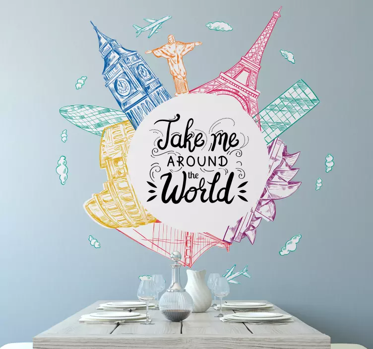 Berømte landemerker illustrasjon klistremerke dyr - Tenstickers