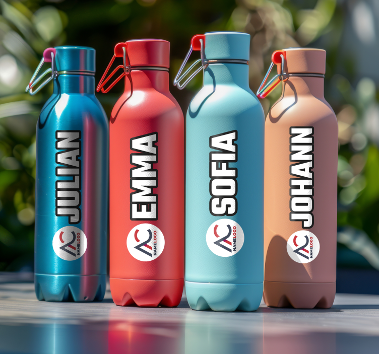 Bidon med navn og bilde tilpassbart klistremerke - Tenstickers