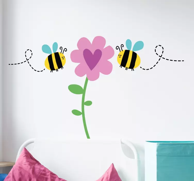 Bie og blomst veggmural - Tenstickers