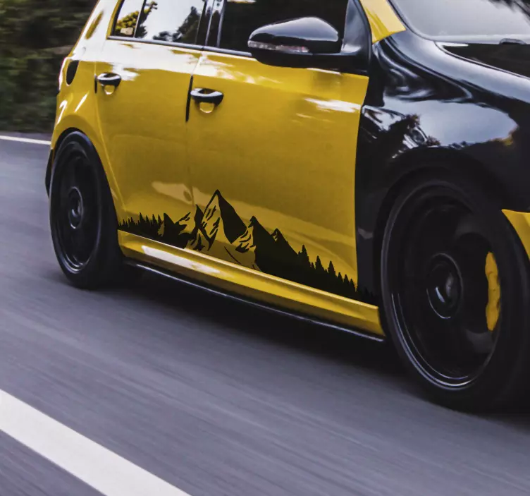 Bil med fjell bil klistremerke - Tenstickers