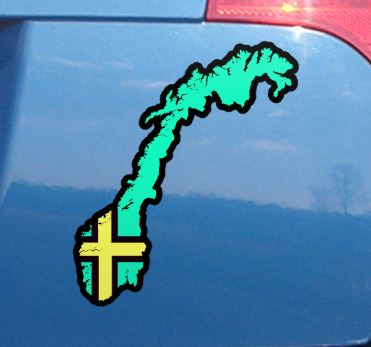 Blå norge kart med flagg dekal - Tenstickers