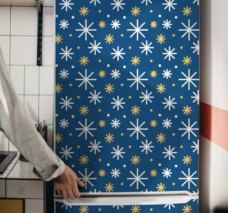 Blå og hvit snømønster jul klistremerke - Tenstickers