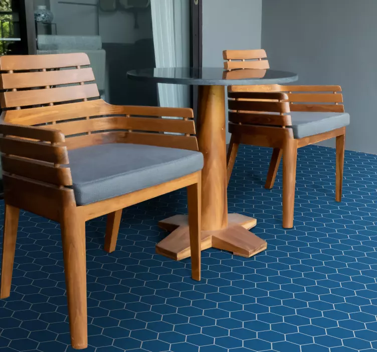 Blå pentagon gulv klistremerke - Tenstickers