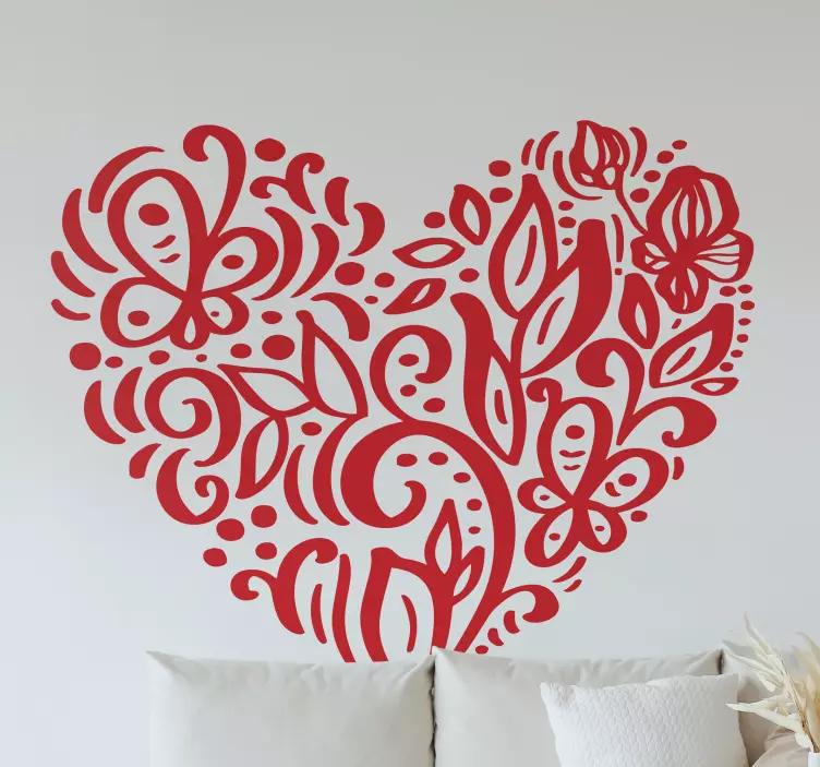 Blad hjerte rulle plante wall stickers - Tenstickers