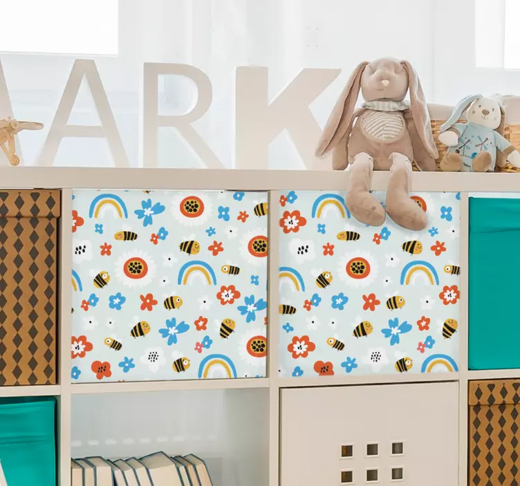 Blomster og bier klistremerke møbler - Tenstickers