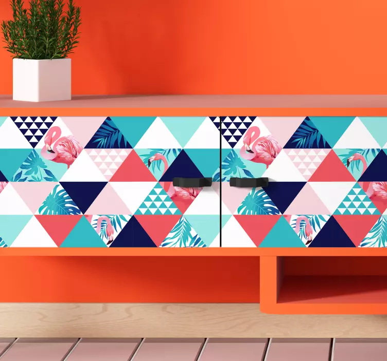 Blomster og flamingo møbler klistremerke - Tenstickers