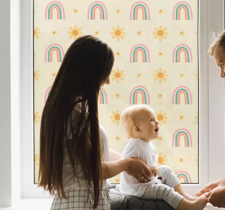 Blomster og regnbuer klistremerker til vindu - Tenstickers