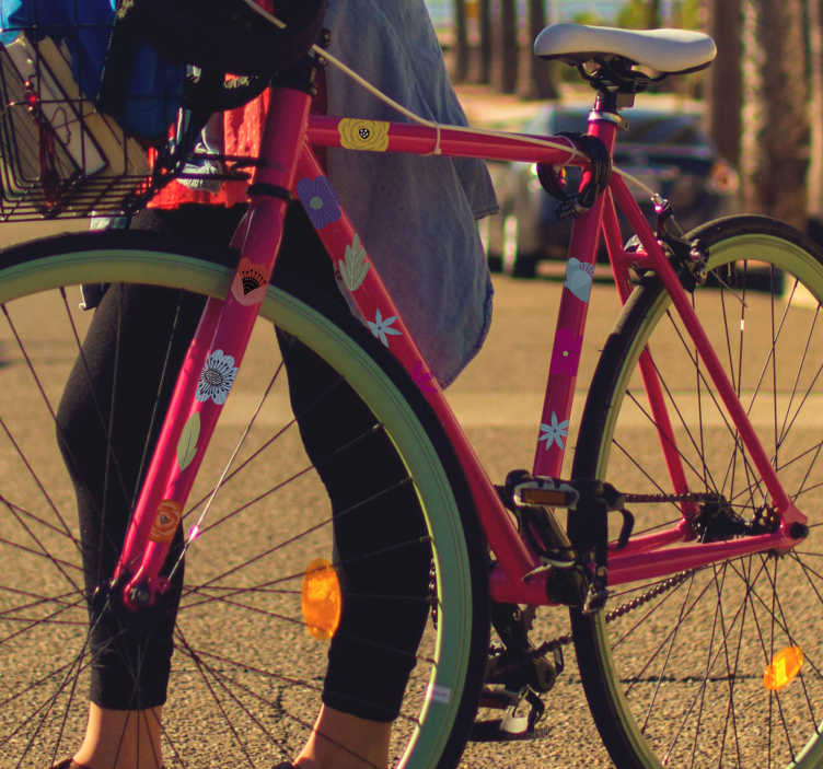 Blomstersett klistremerke til sykkel - Tenstickers