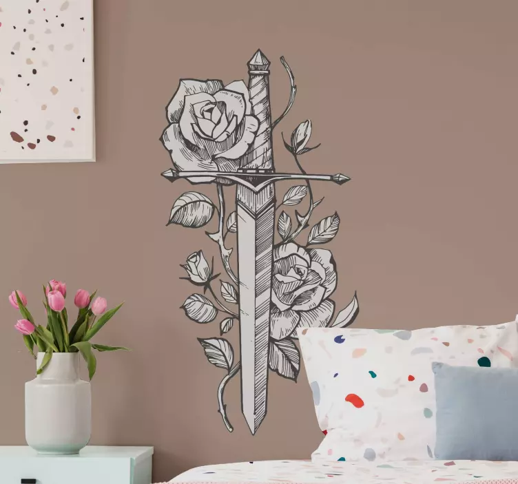 Blomster sverd wall stickers - Tenstickers