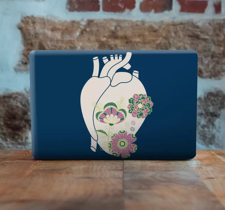 Blomsterhjertedesign Laptop klistremerke - Tenstickers
