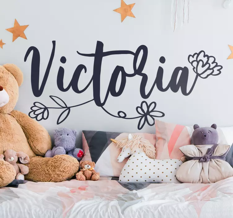 Tilpassbar hodegjerde med blomster klistremerke for barn - Tenstickers