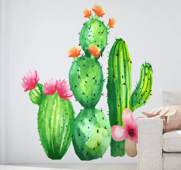 Blomstrende stor kaktus blomst wallsticker - Tenstickers