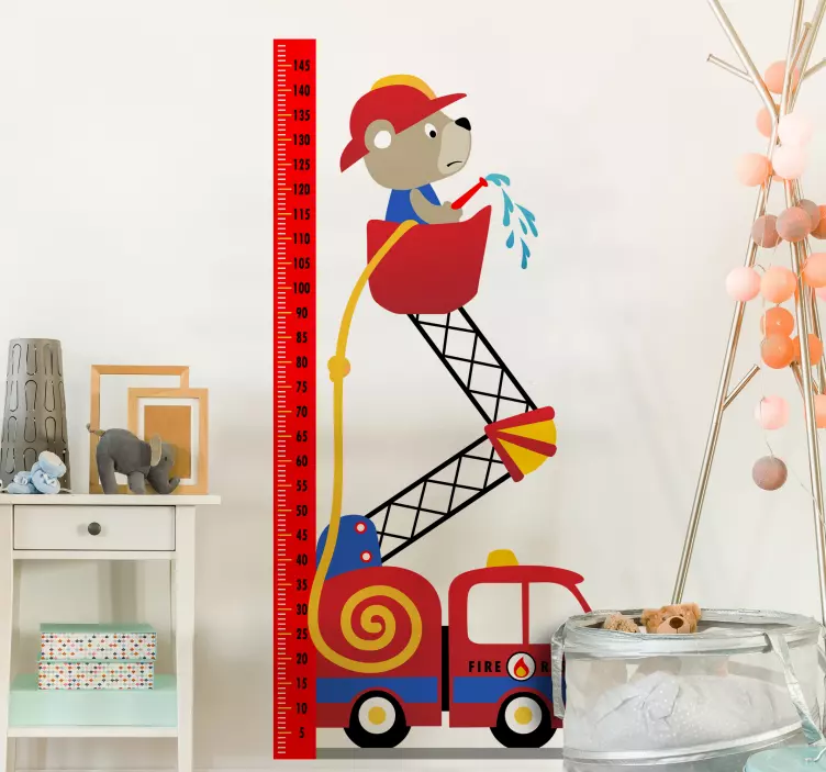 Brannbil høydekart høydekart klistremerke - Tenstickers