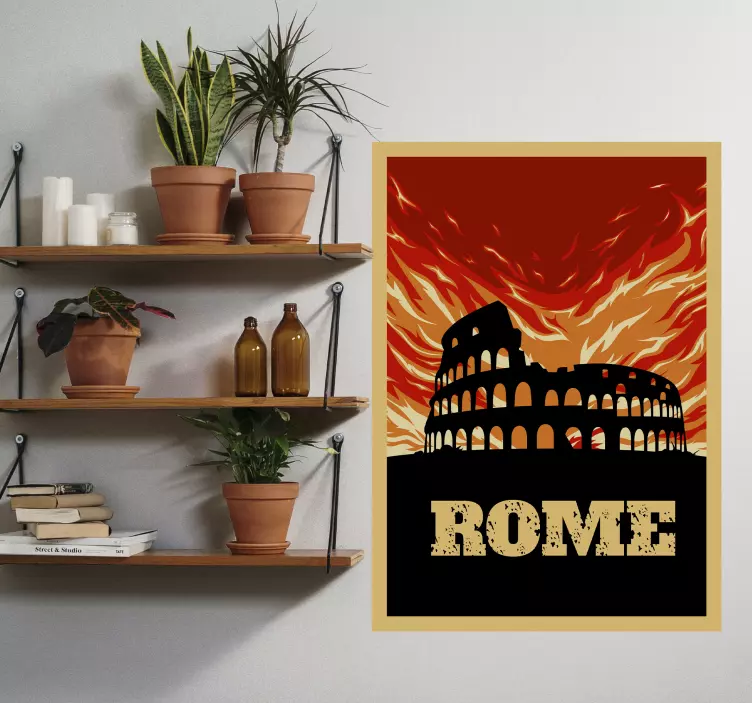 Brennende italiensk banner med klistremerke for land fra roma - Tenstickers