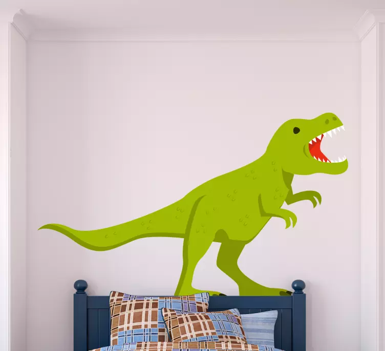 Brølende grønn dinosaur dør stickers - Tenstickers