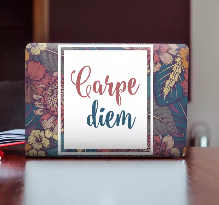 Carpe diem fargerikt firkantet mønster laptop sticker - Tenstickers