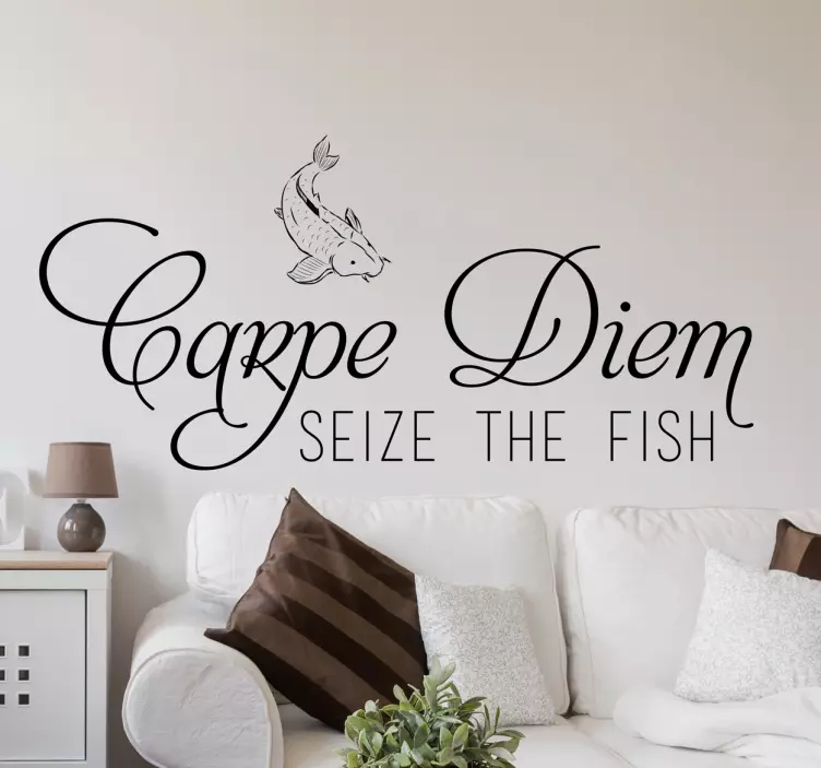 Carpe diem fish motivational wall sticker - Tenstickers