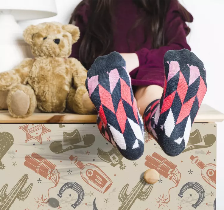 Cowboy elementer mønster møbler klistremerke - Tenstickers