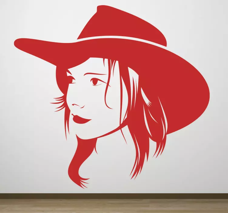 Cowgirl silhuettprofil klistremerke dyr - Tenstickers