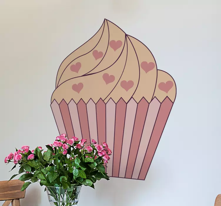 Cupcake med hjerter mat klistremerke - Tenstickers