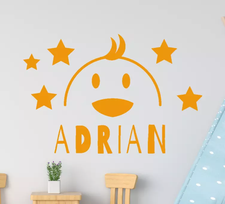 Dama ansikt med navn klistremerker fugl - Tenstickers