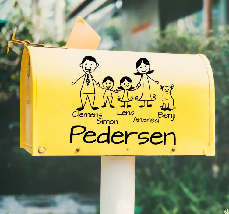 Datter og sønn og hundens postkassedesign tekster klistremerke - Tenstickers