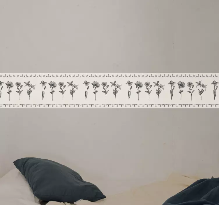 Dekorativt klistremerke med elegant blomsterkant - Tenstickers