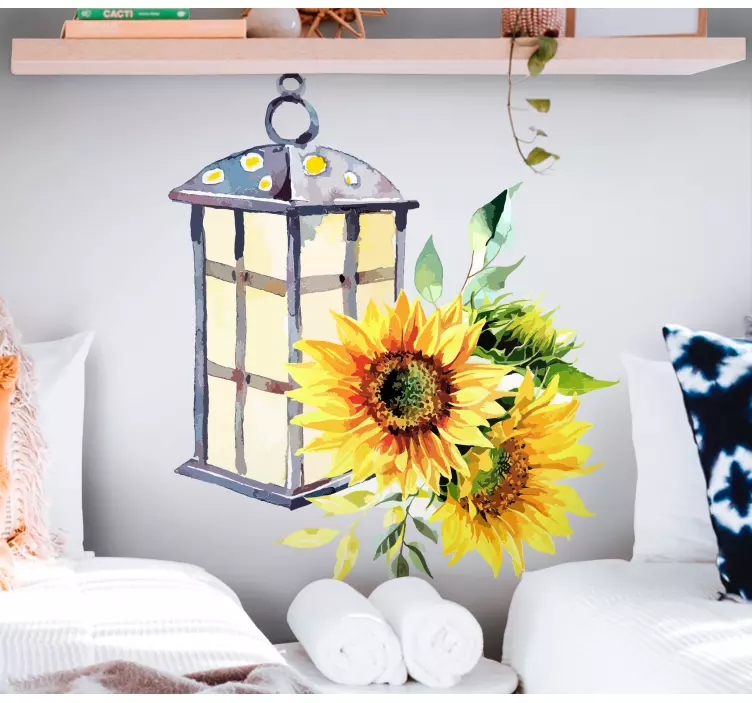 Dekorativt klistremerke vintage lanterne blomster - Tenstickers