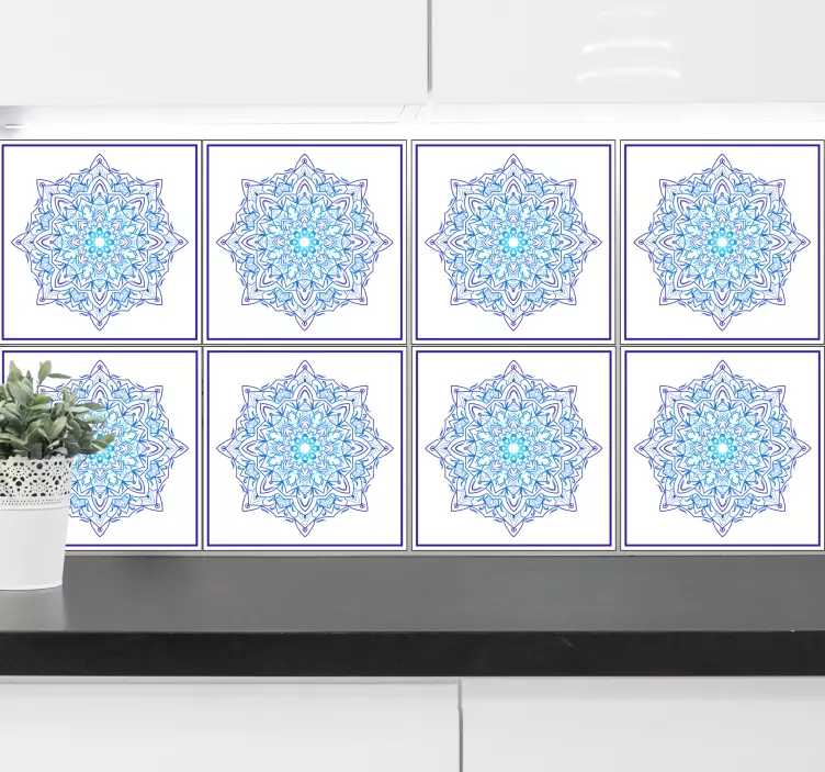 Delfts blue mandala tile sticker - Tenstickers