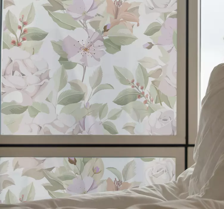 Delikat blomsteroppsats vindusklistremerke - Tenstickers