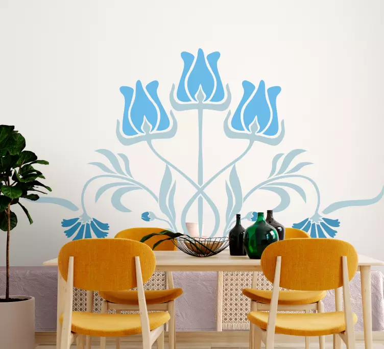 Delikat blå blomster wallstickers - Tenstickers