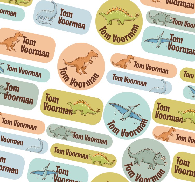 Dinosaurskoledesign klistremerke med navn - Tenstickers