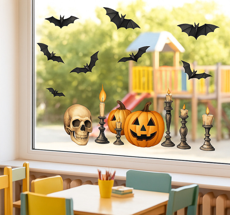 Diverse halloween-dekorasjoner vindusklistremerke - Tenstickers