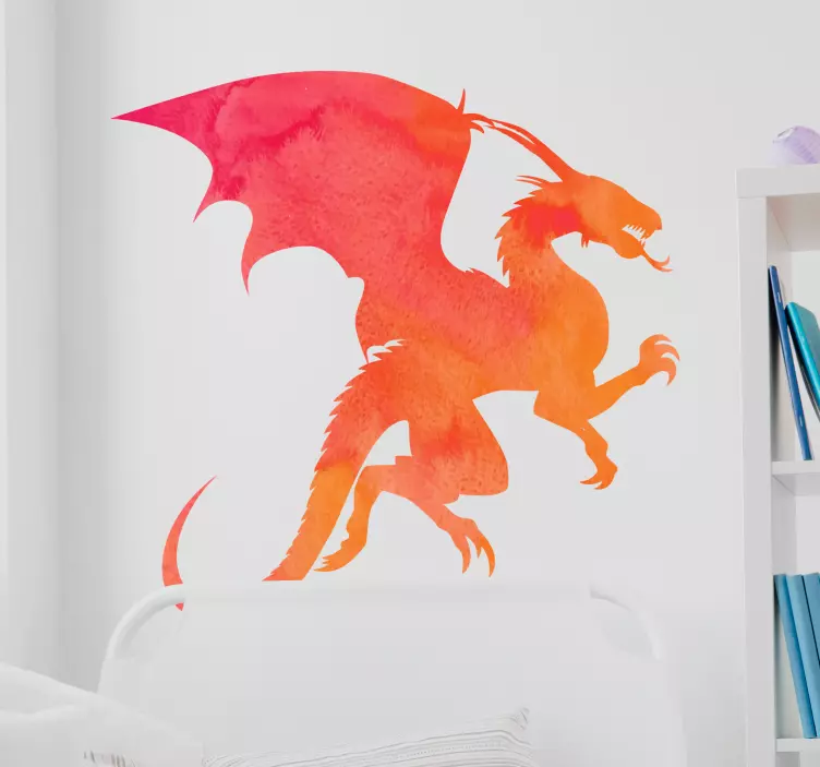 Dragon silhouette monster klistremerke - Tenstickers