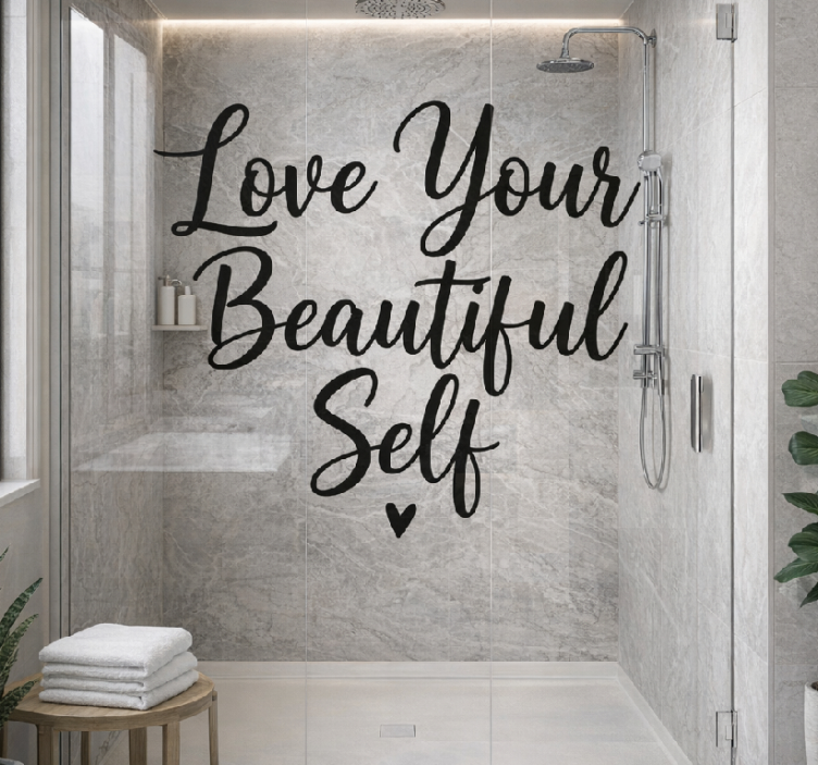 Dusj klistermerke med positiv selvkjærlighet typografi - Tenstickers
