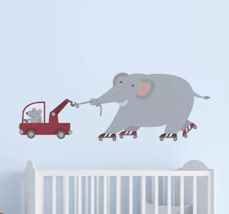 Elefant med mus fototapet klistremerke - Tenstickers
