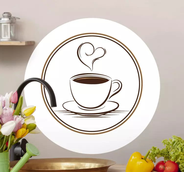 Elegant kopp kaffe med hjerteservicemerking - Tenstickers