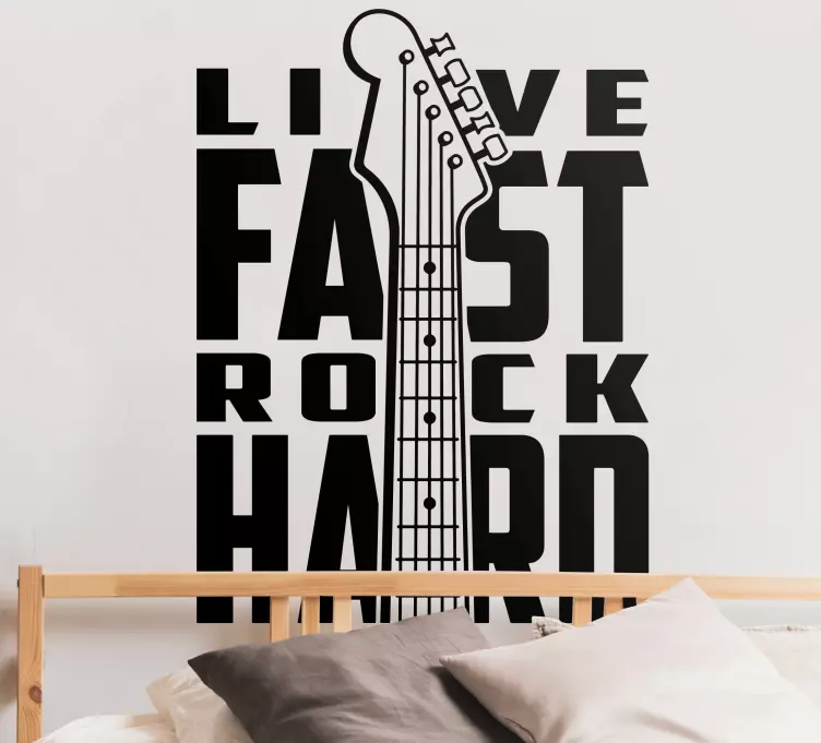Elektrisk gitar med tekst rock klistremerke - Tenstickers